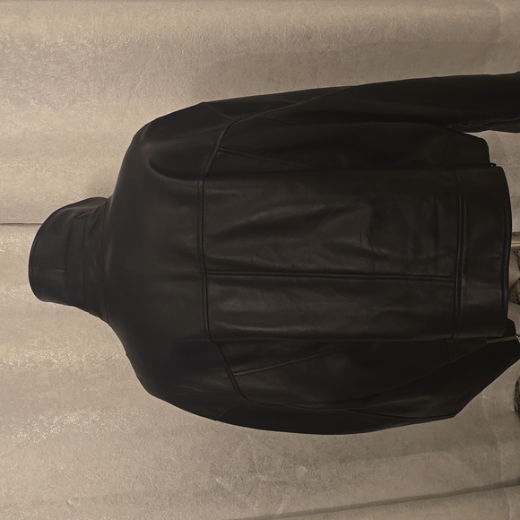 Antonio Melani Black Leather Jacket Biker Moto Silver Zippers New XL Retro 90s - Picture 10 of 11